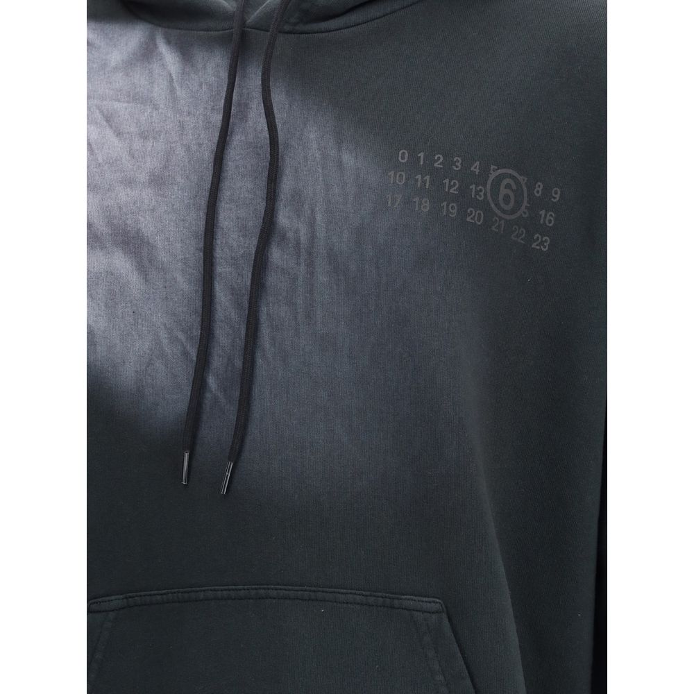 MM6 Black Sweatshirt Logo Hoodie for Men