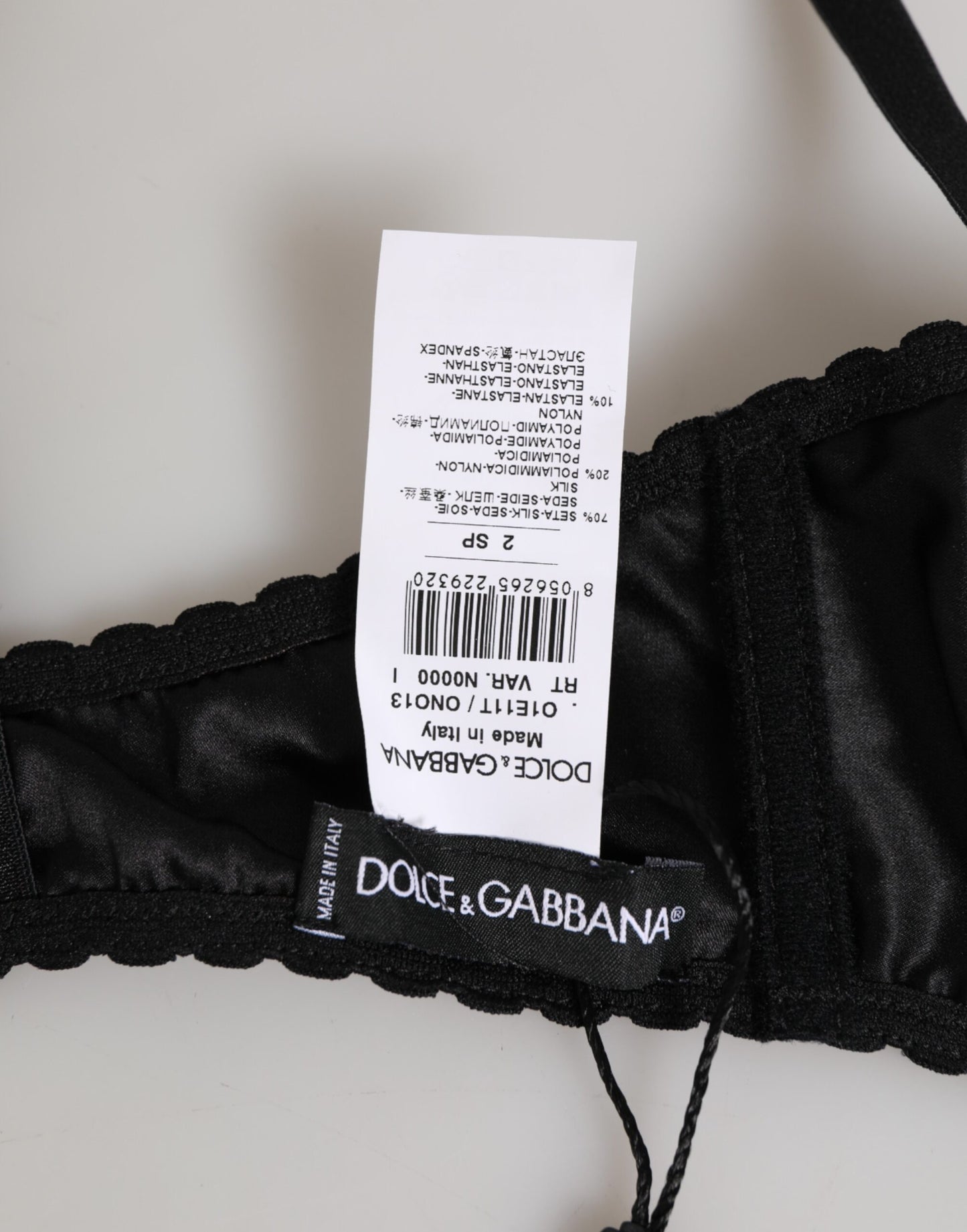 Dolce & Gabbana Black Silk Underwired Balconette Bra