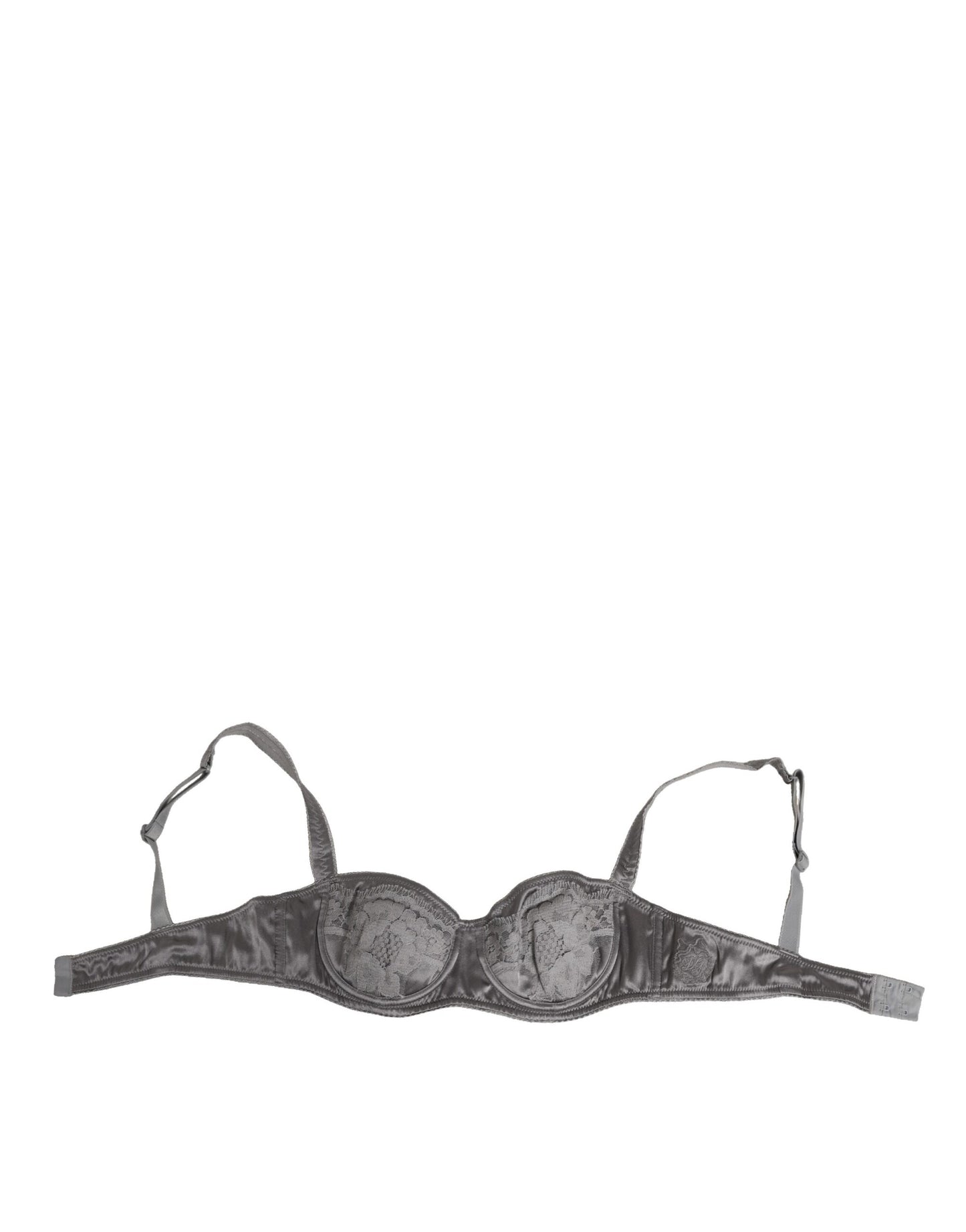 Dolce & Gabbana Gray Silk Underwired Balconette Bra