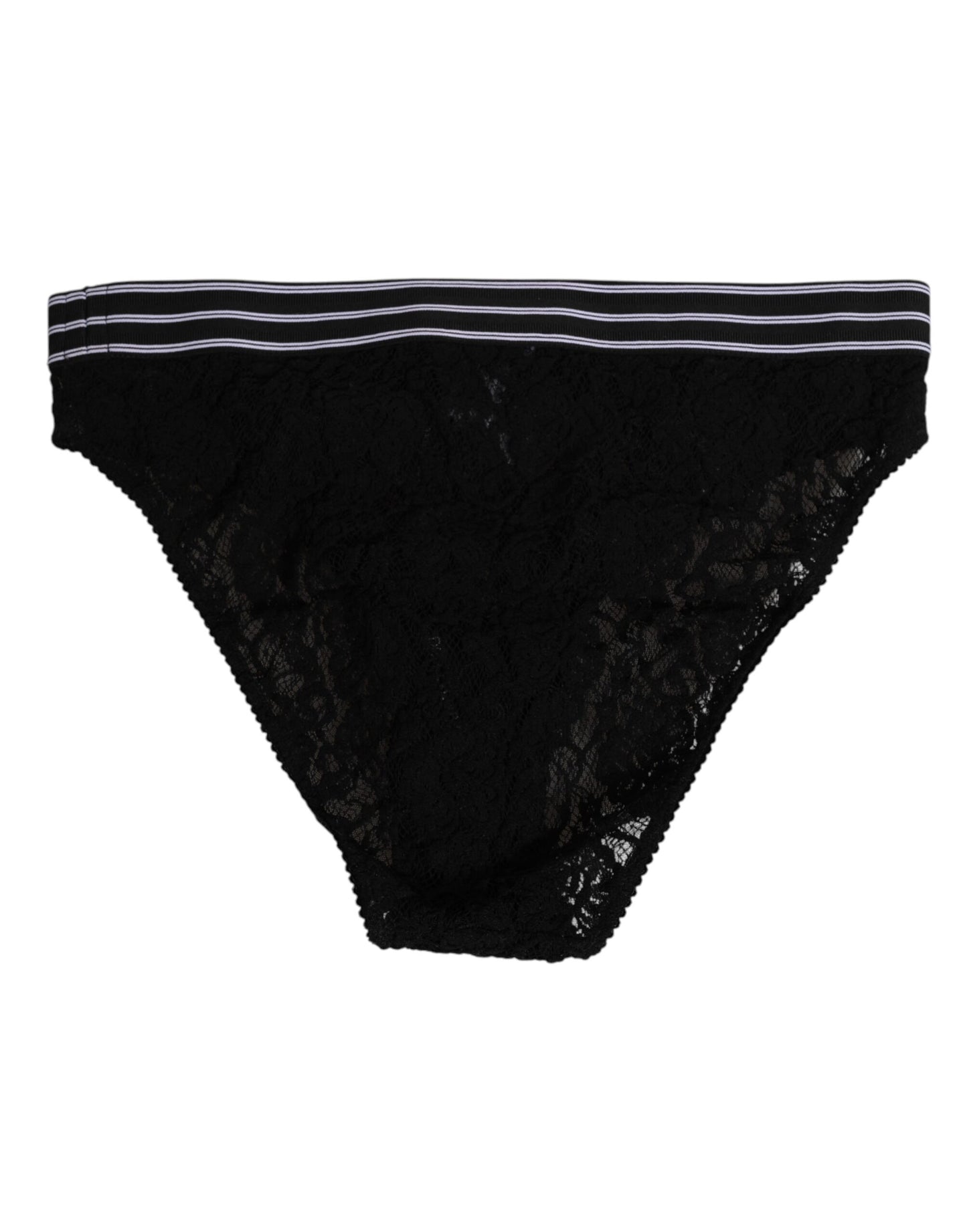 Dolce & Gabbana Black Lace Slip Brief with Logo Waistband