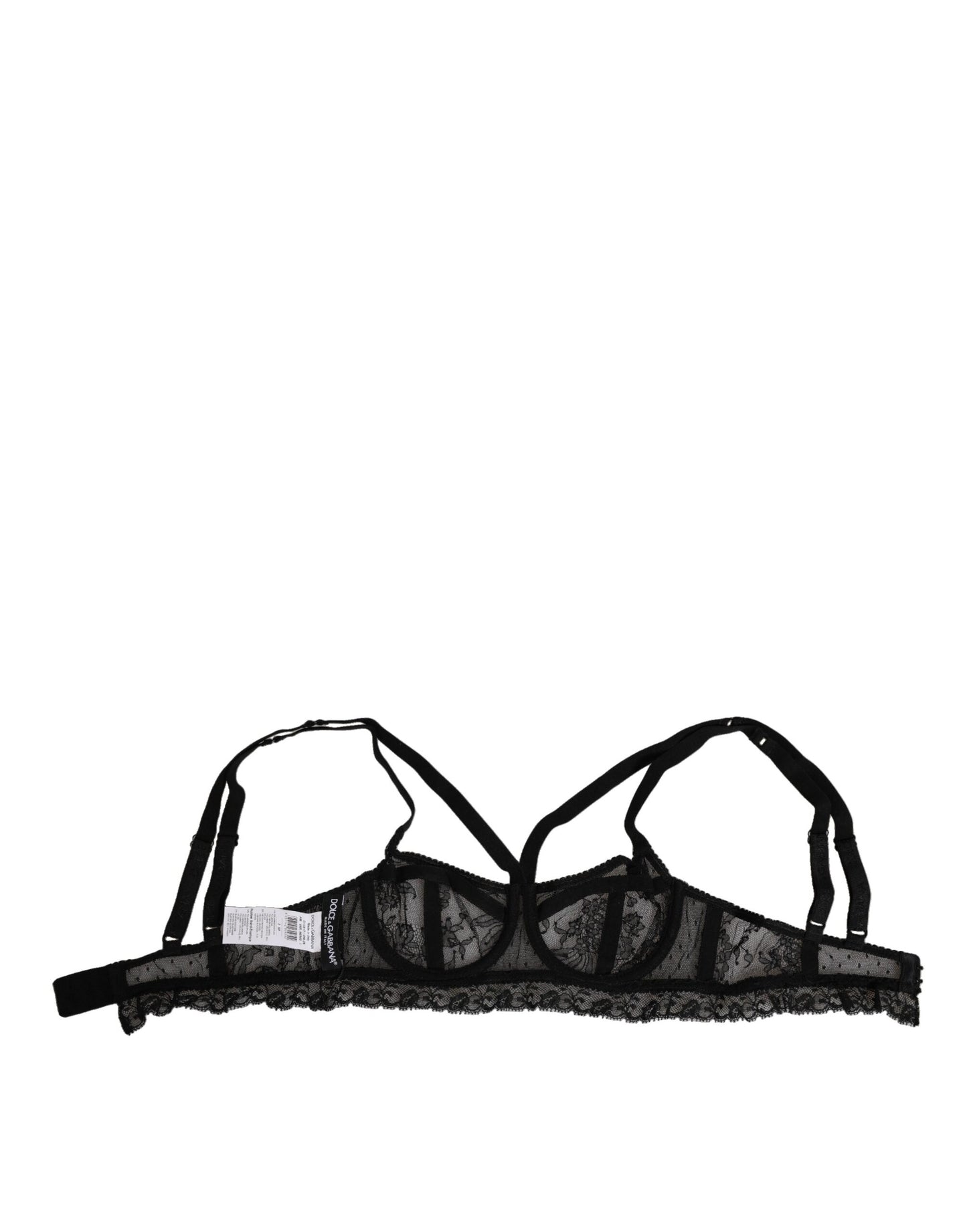 Dolce & Gabbana Black Floral Lace Balconcino Bra