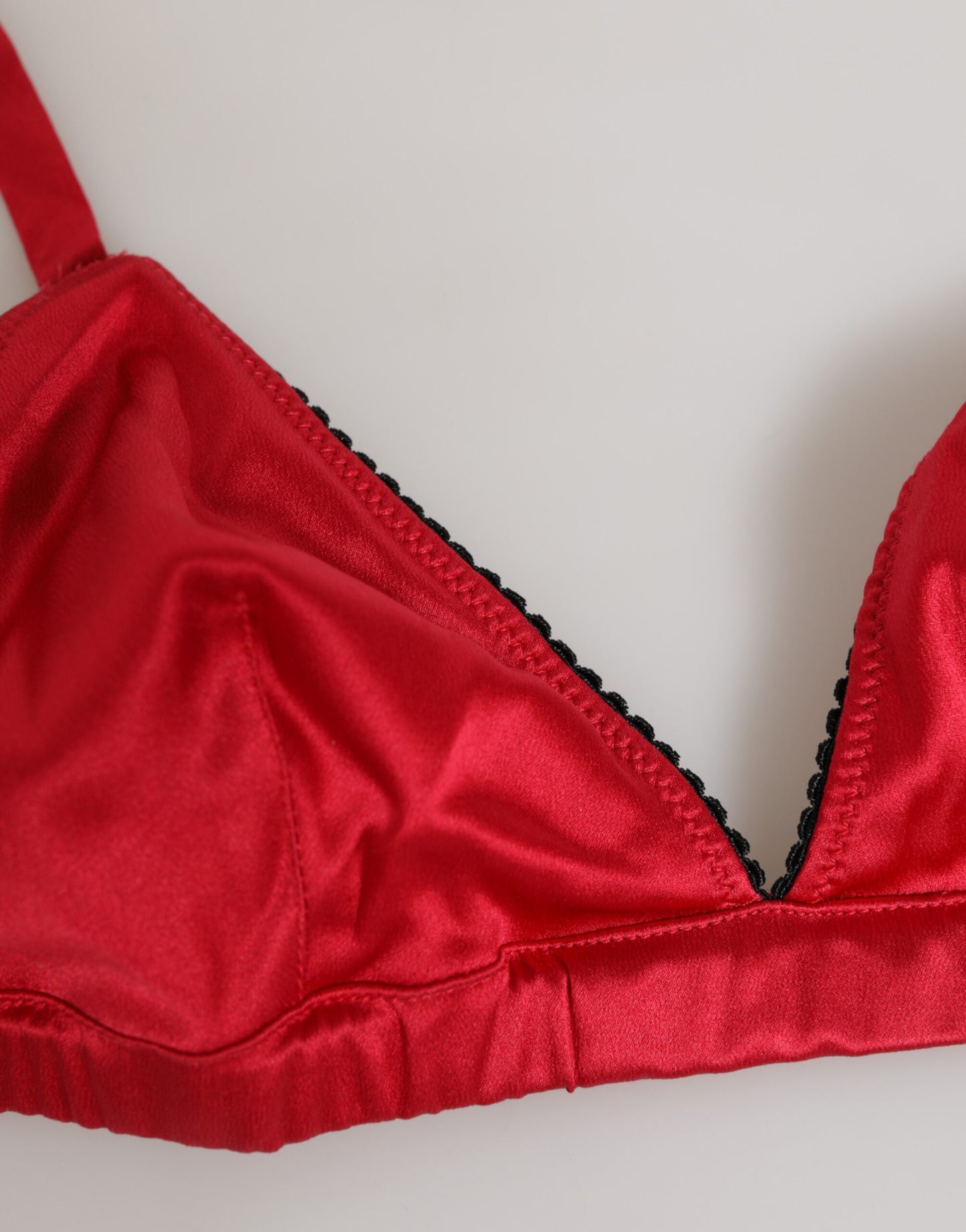 Dolce & Gabbana Red Silk Satin Triangle Soft Cup Bra