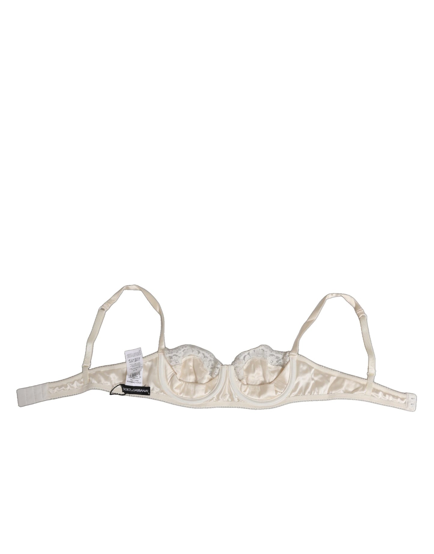 Dolce & Gabbana Off White Silk Underwired Balconette Bra