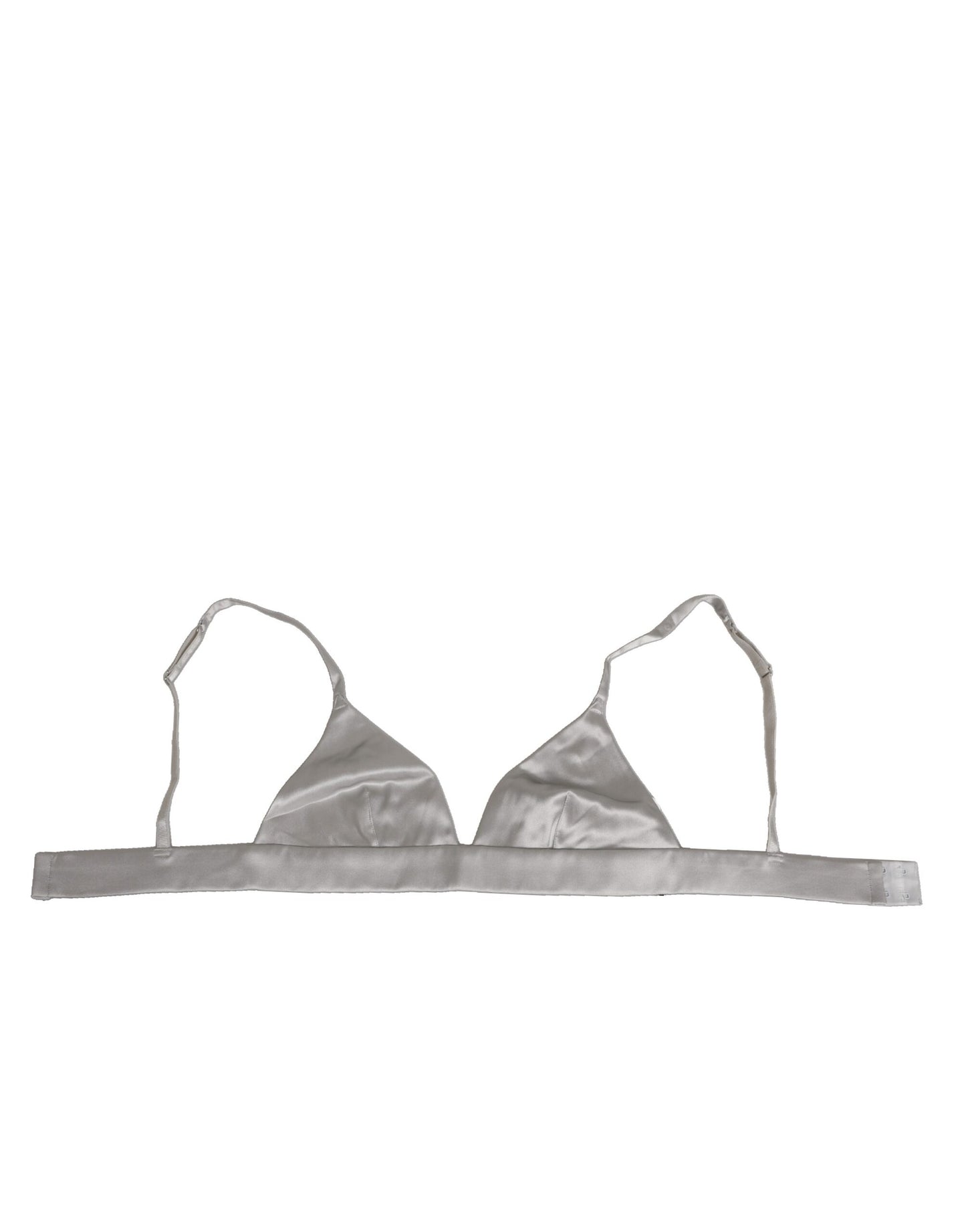 Dolce & Gabbana Gray Silk Satin Triangle Soft Cup Bra