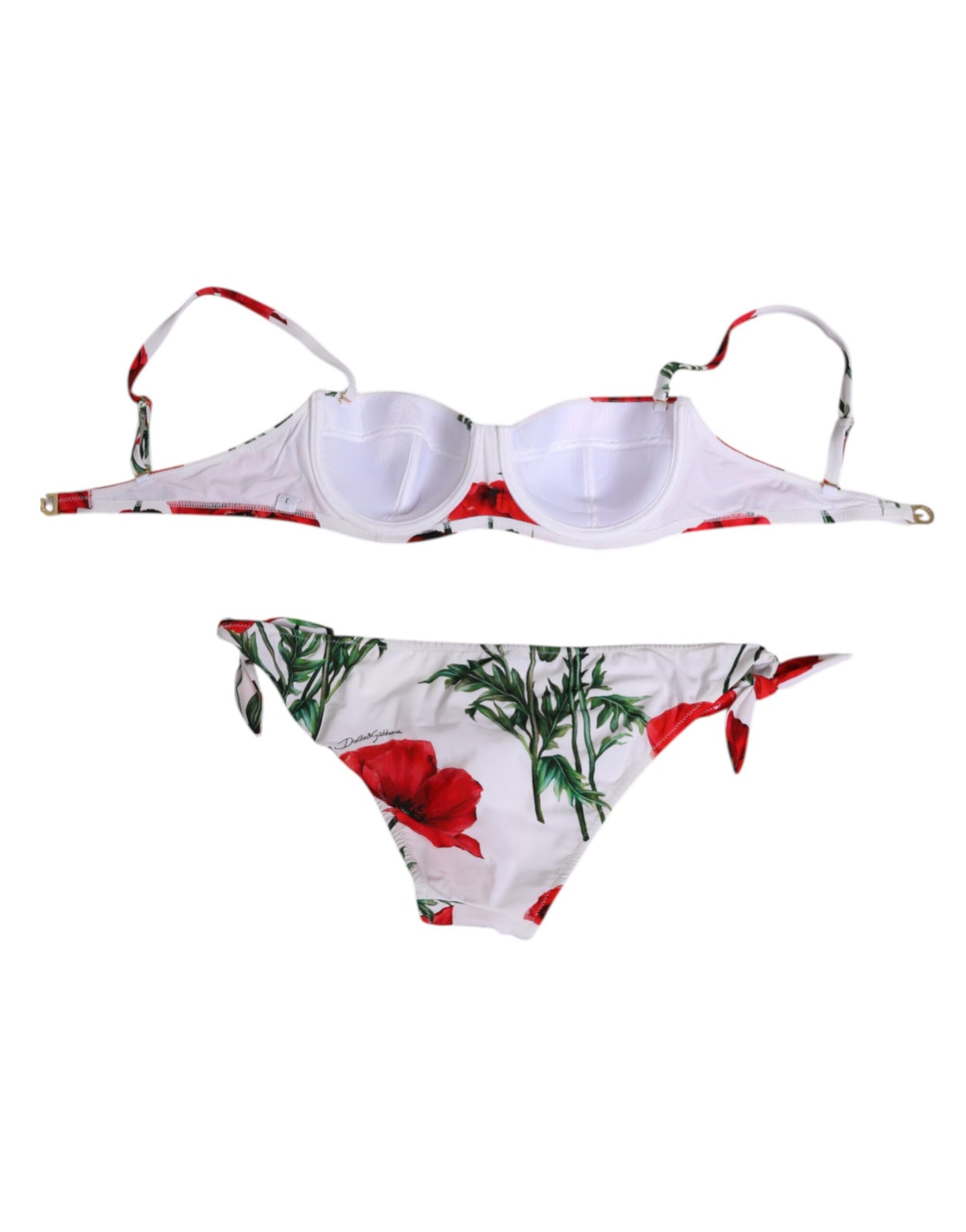 Dolce & Gabbana White Floral Swimsuit 2 Piece Swimwear