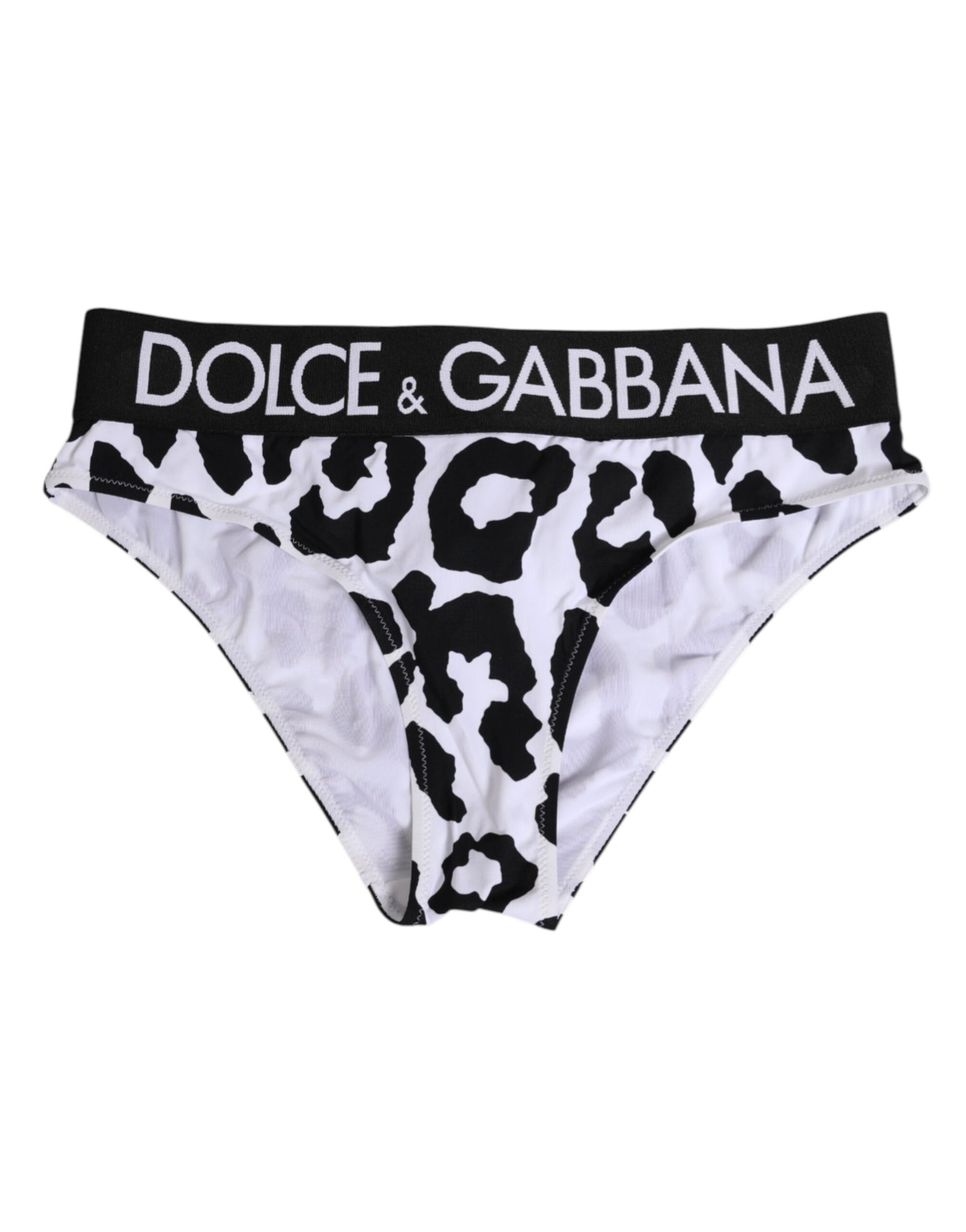 Dolce & Gabbana White Leopard High Waist Panty Underwear