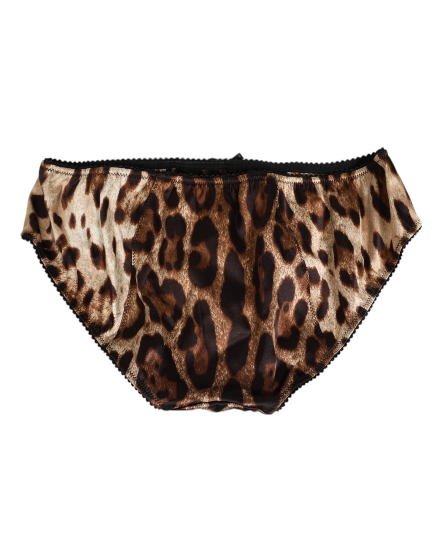 Dolce & Gabbana Brown Leopard Silk Mid Waist Panty