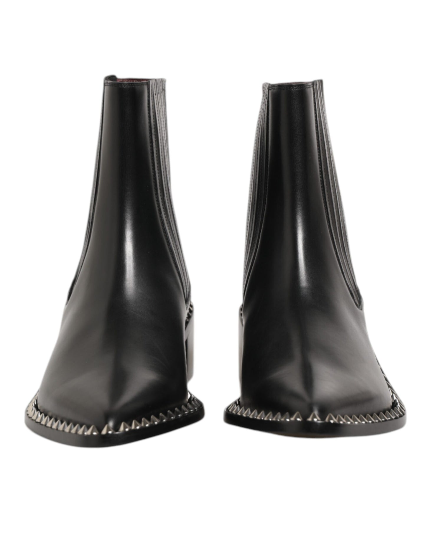 Dolce & Gabbana Black Leather Studded Men Short Boots