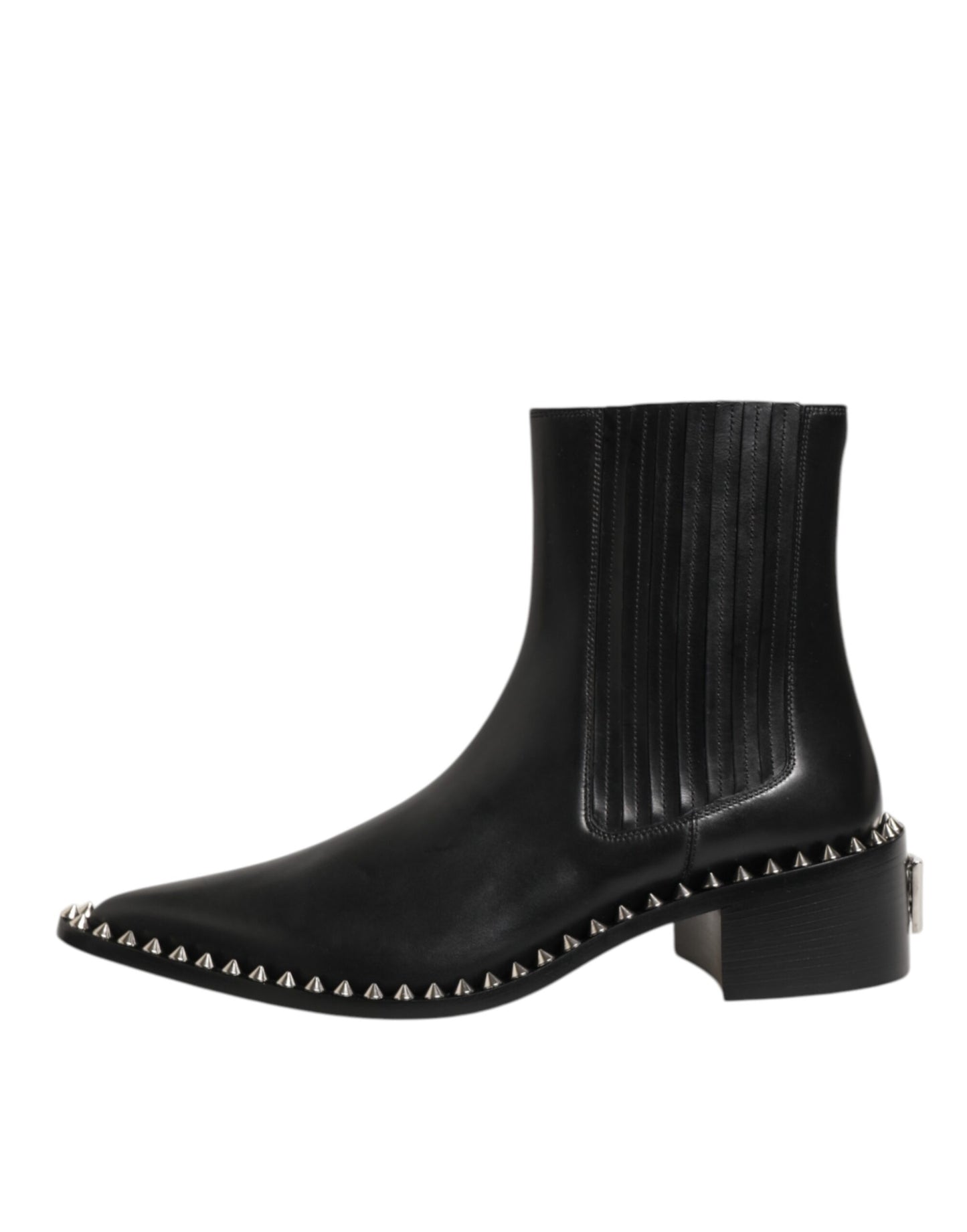 Dolce & Gabbana Black Leather Studded Men Short Boots