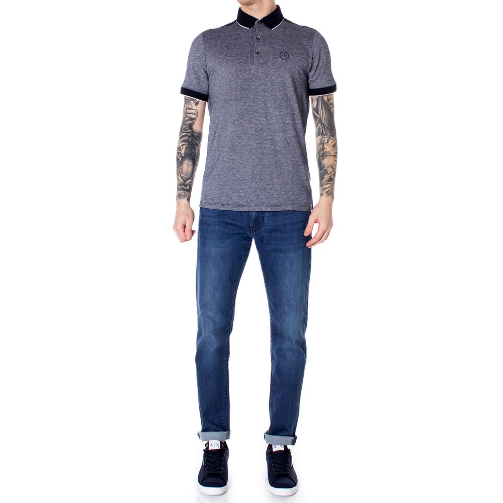 Armani Exchange Blue Cotton Polo Shirt for Men