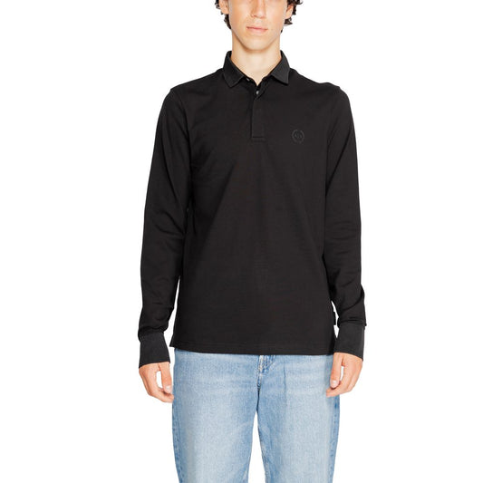 Armani Exchange Black Cotton Long Sleeve Polo