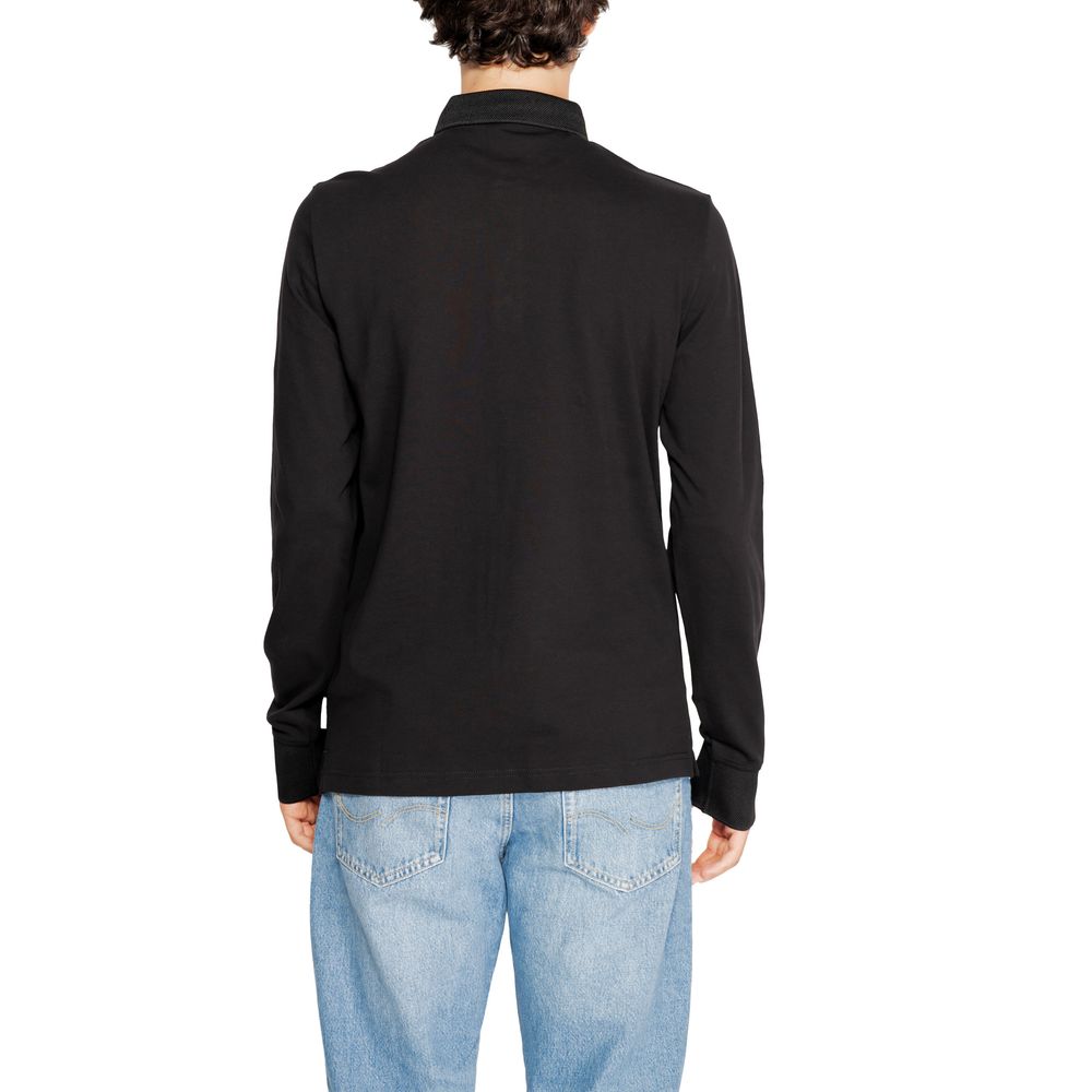Armani Exchange Black Cotton Long Sleeve Polo