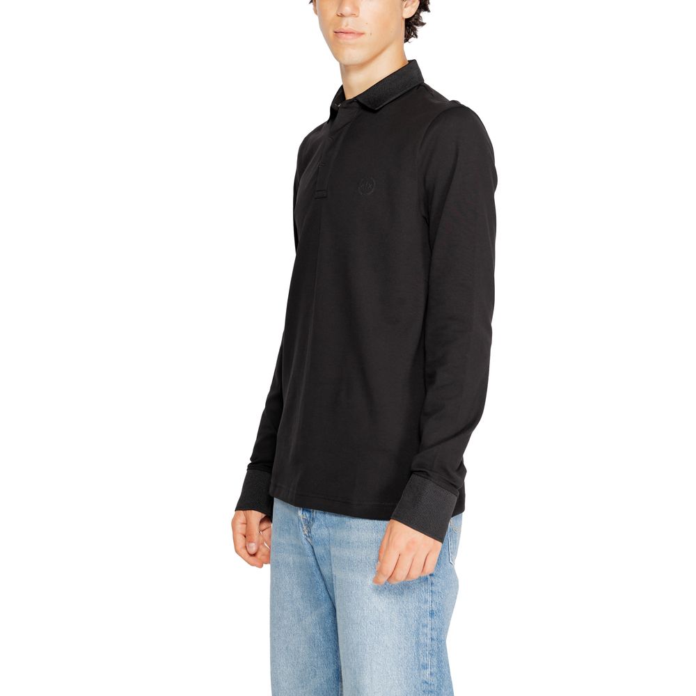 Armani Exchange Black Cotton Long Sleeve Polo