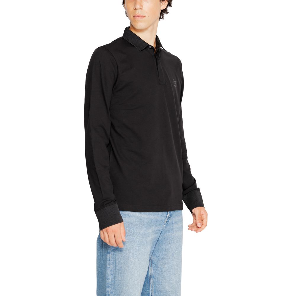 Armani Exchange Black Cotton Long Sleeve Polo