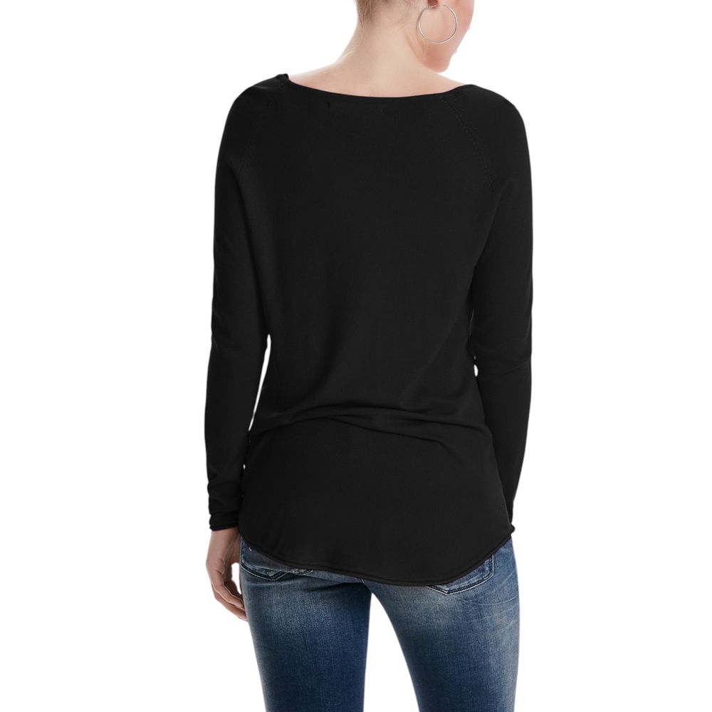 Only Black Viscose Sweatshirt - ONLMILA LACY Long Pullover for Women