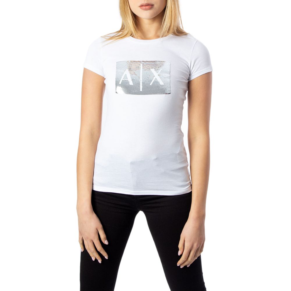 Armani Exchange White Cotton T-Shirt for Women