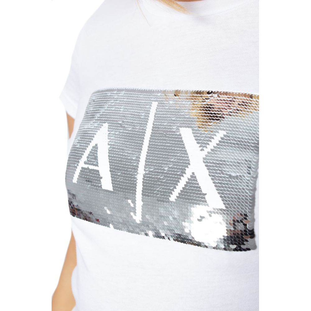 Armani Exchange White Cotton T-Shirt for Women