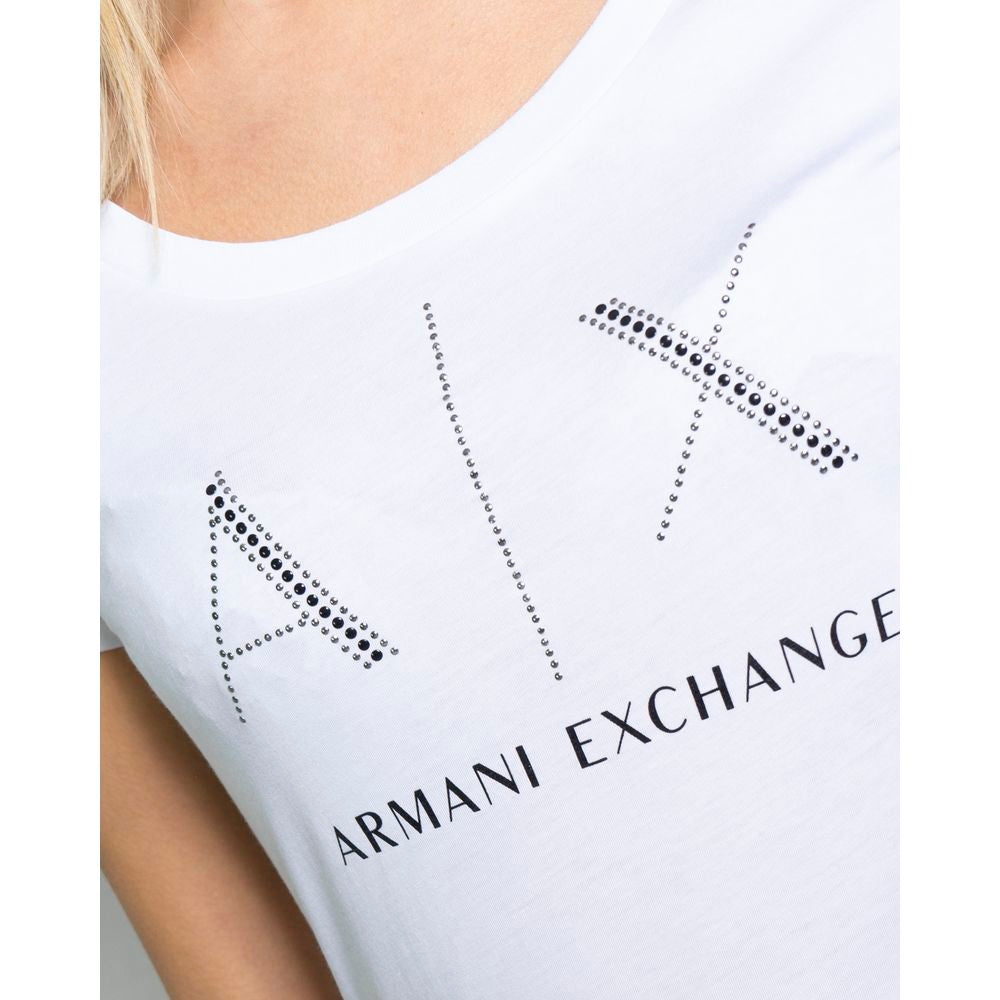 Armani Exchange White Cotton T-Shirt for Women