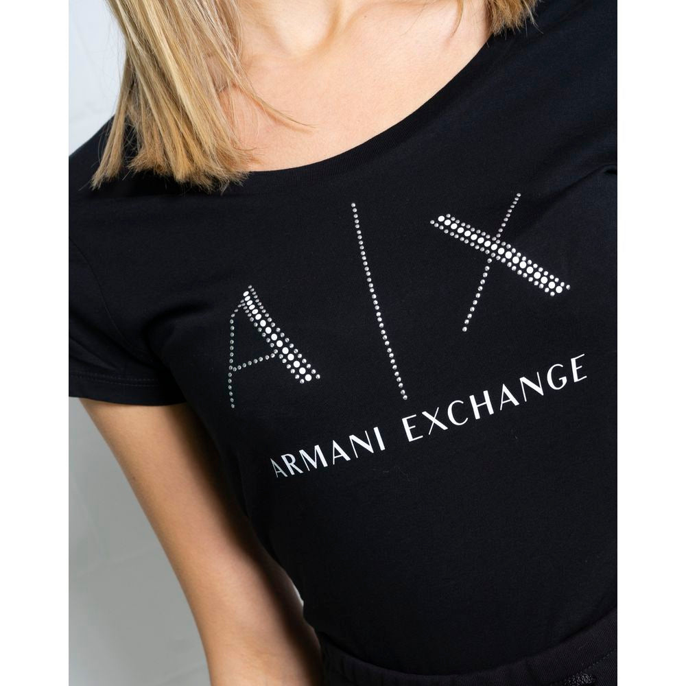 Armani Exchange Black Cotton T-Shirt for Women