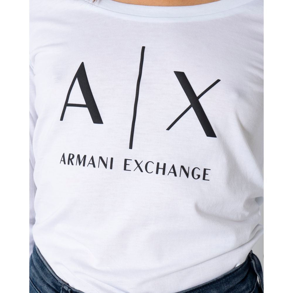 Armani Exchange White Cotton Long Sleeve T-Shirt for Women