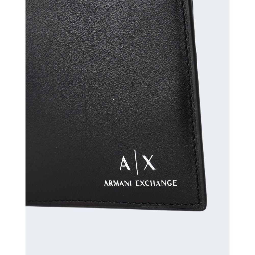 Armani Exchange Black Leather Wallet with Coin Pocket