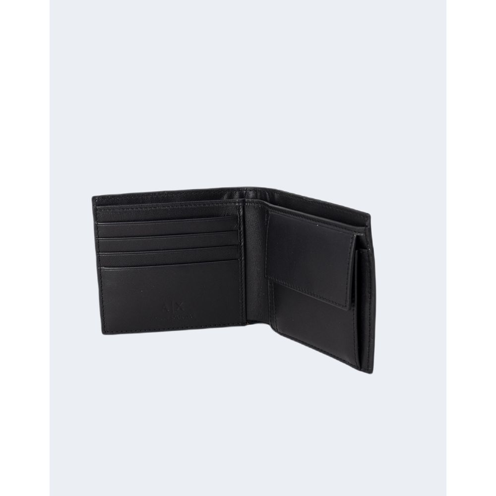 Armani Exchange Black Leather Wallet with Coin Pocket