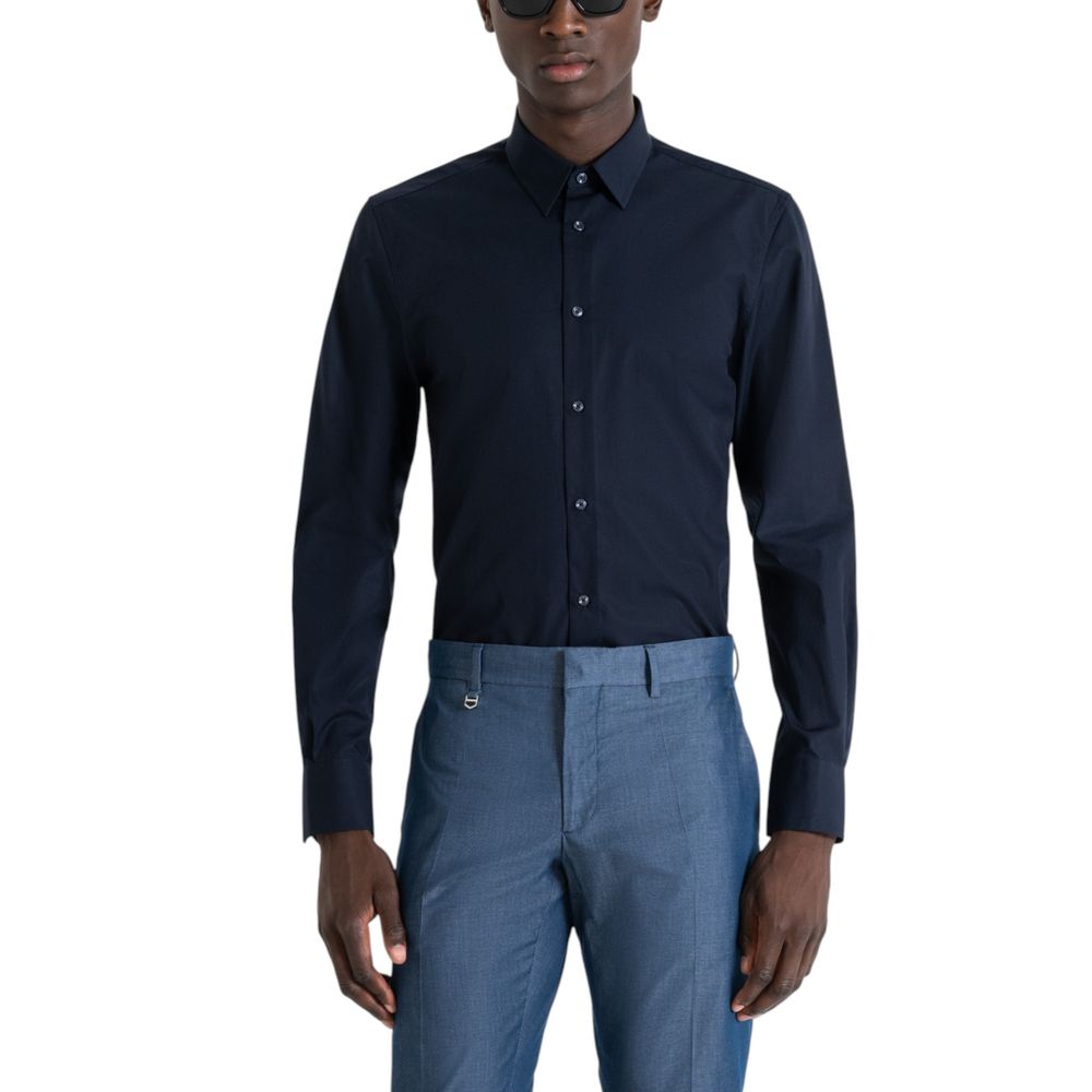 Antony Morato Blue Cotton Shirt - NAPOLI MMSL00628-FA400078