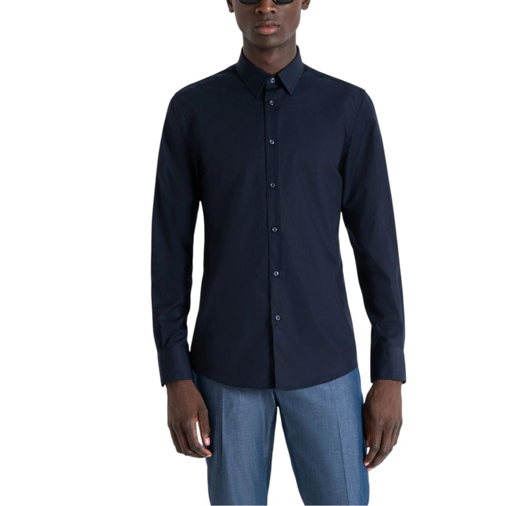 Antony Morato Blue Cotton Shirt - NAPOLI MMSL00628-FA400078