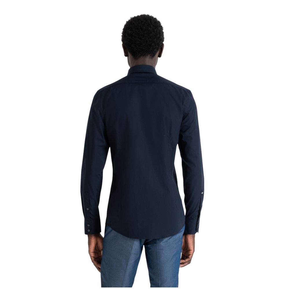 Antony Morato Blue Cotton Shirt - NAPOLI MMSL00628-FA400078