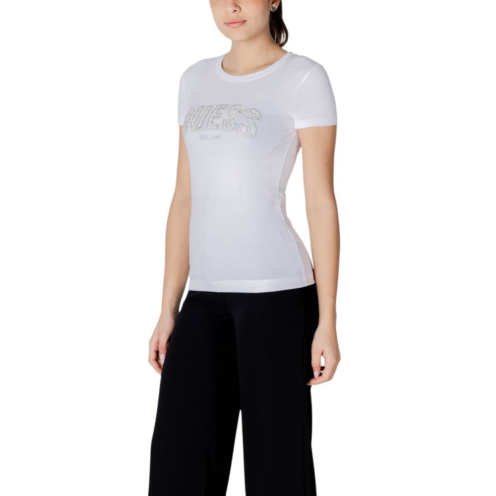Guess White Cotton T-Shirt for Women