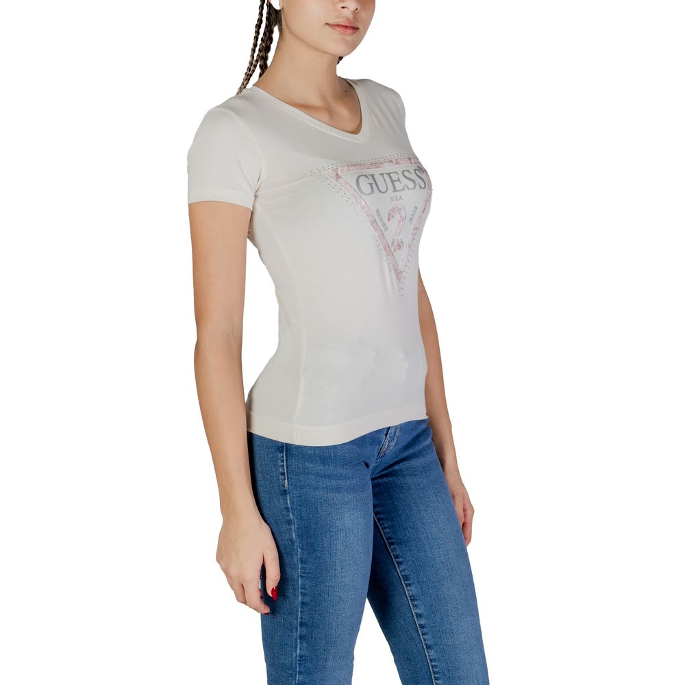 Guess Cream Cotton T-Shirt for Women