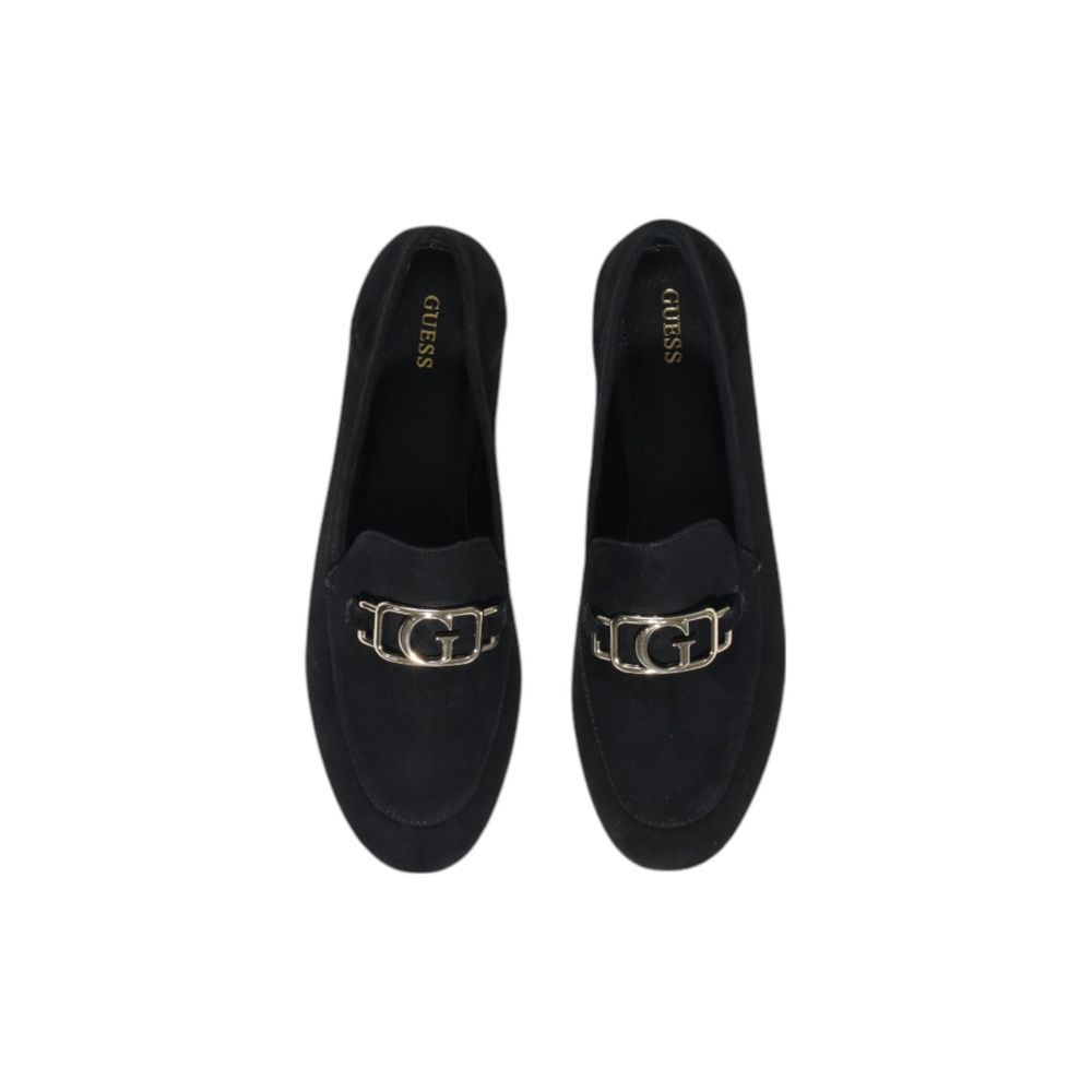 Guess Black Leather Platform Flats