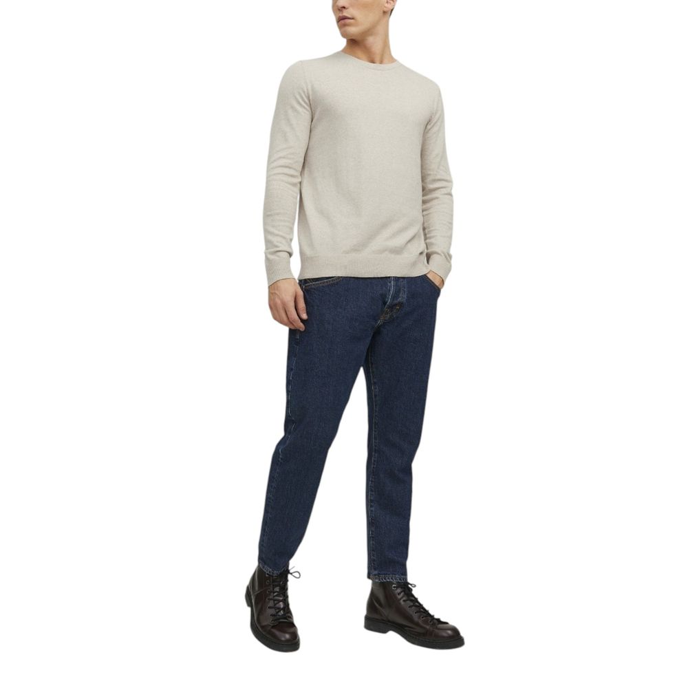 Jack & Jones Beige Cotton Sweatshirt - JJEEMIL KNIT CREW NECK NOOS