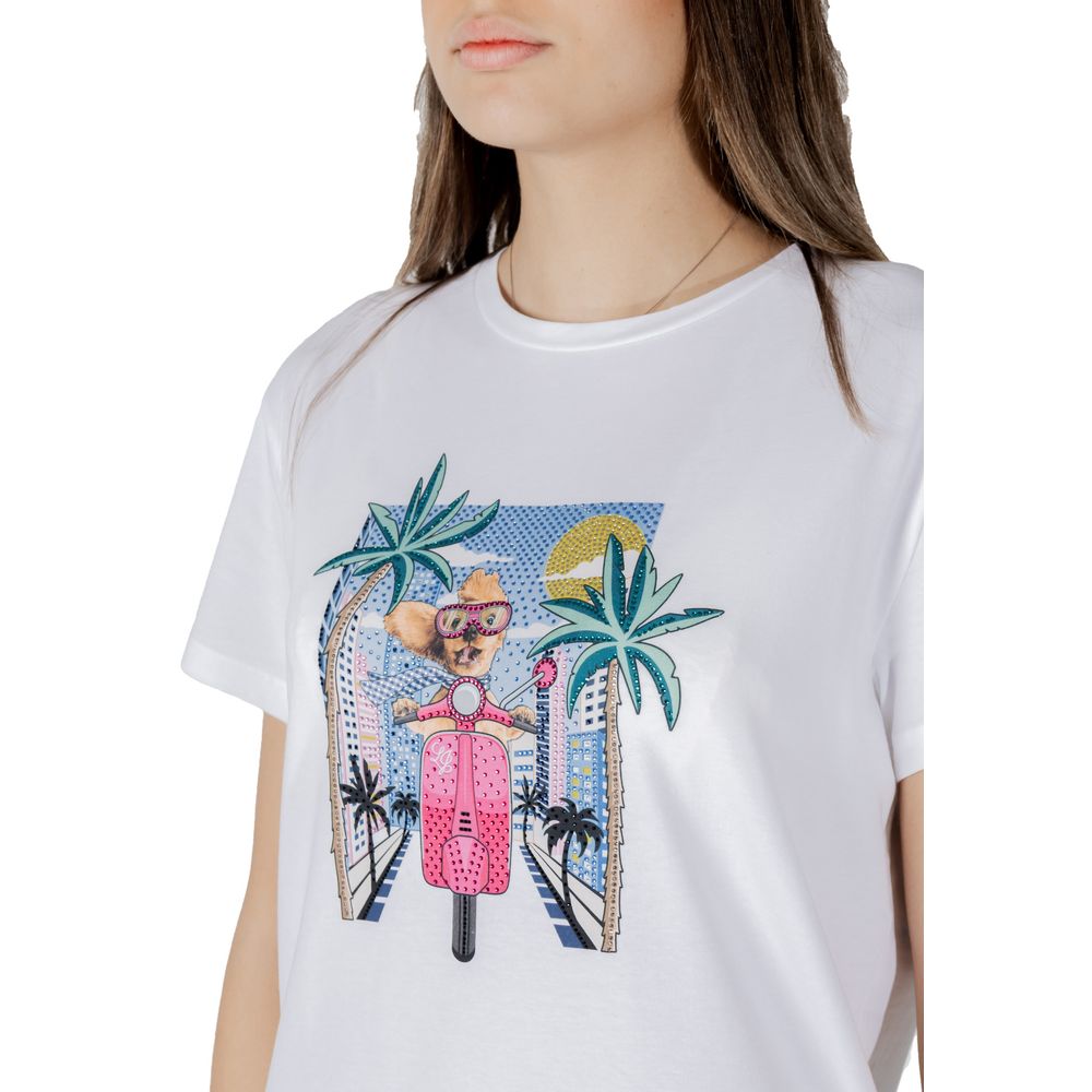 Liu Jo White Cotton T-Shirt - Effortlessly Chic and Playful Style