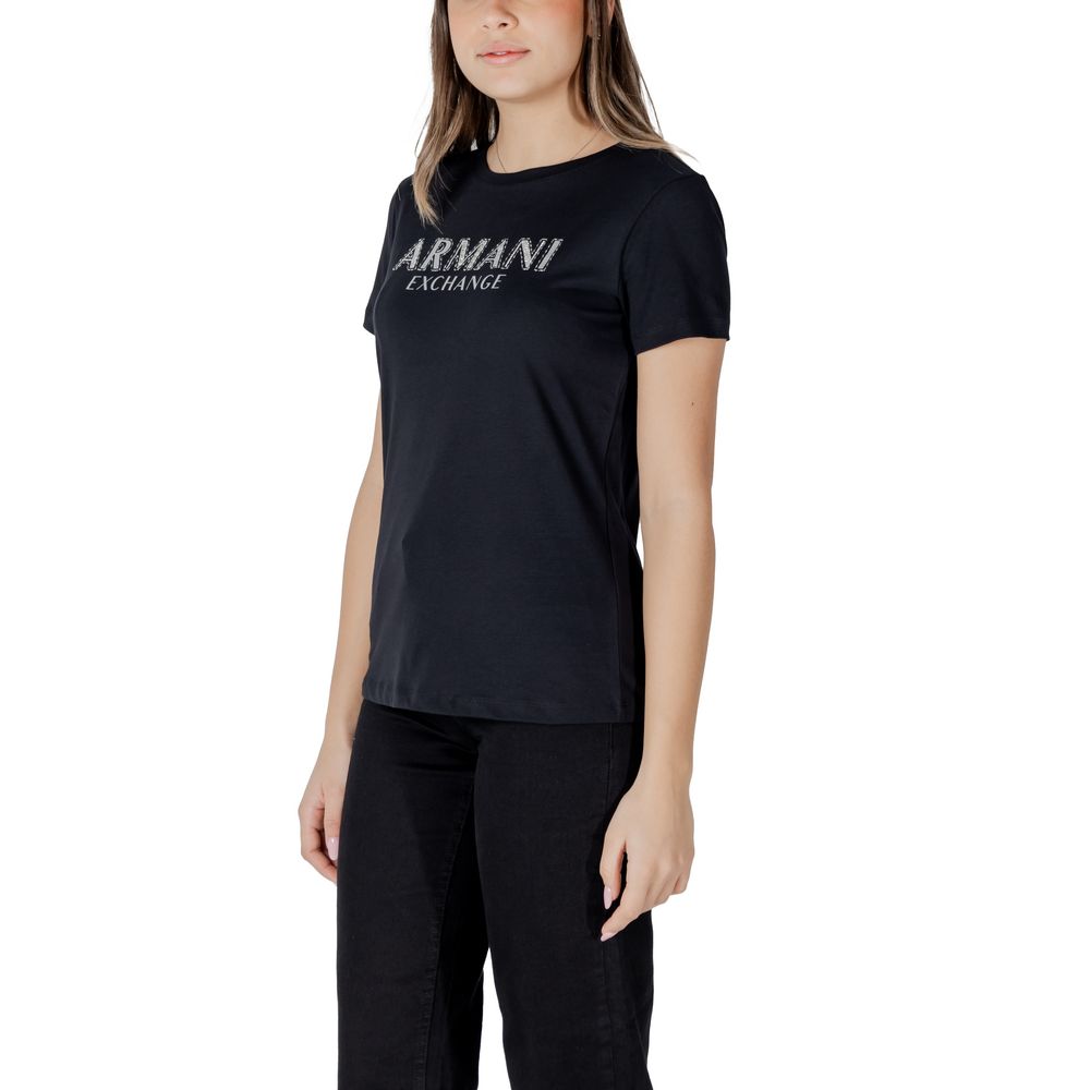 Armani Exchange Black Cotton T-Shirt for Women