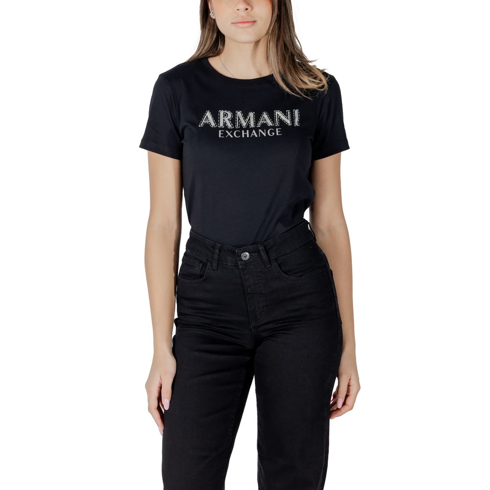 Armani Exchange Black Cotton T-Shirt for Women
