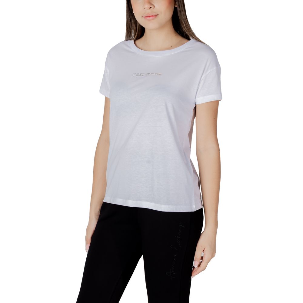 Armani Exchange White Cotton T-Shirt for Women