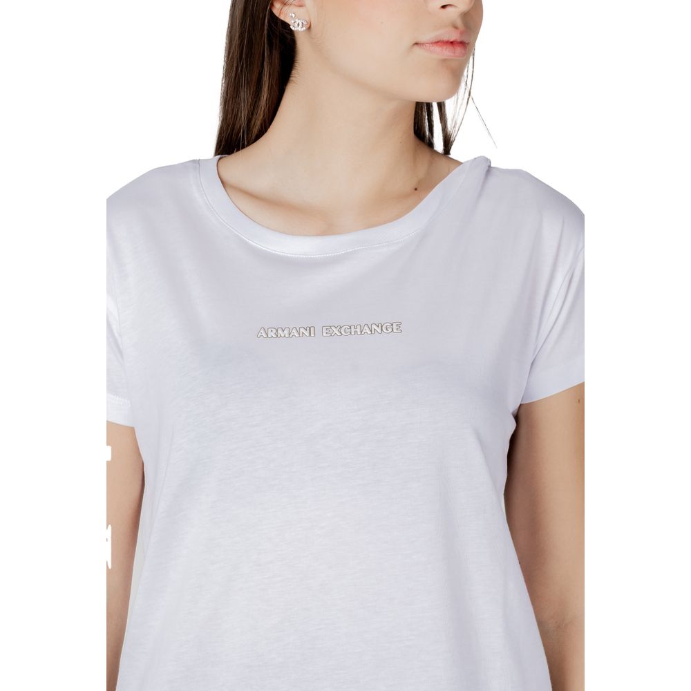 Armani Exchange White Cotton T-Shirt for Women