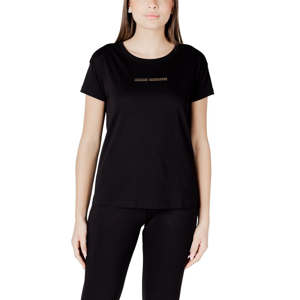 Armani Exchange Black Cotton T-Shirt for Women