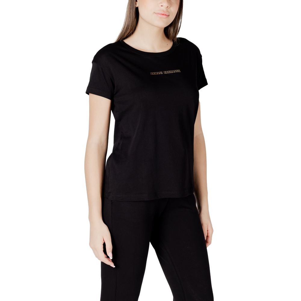 Armani Exchange Black Cotton T-Shirt for Women