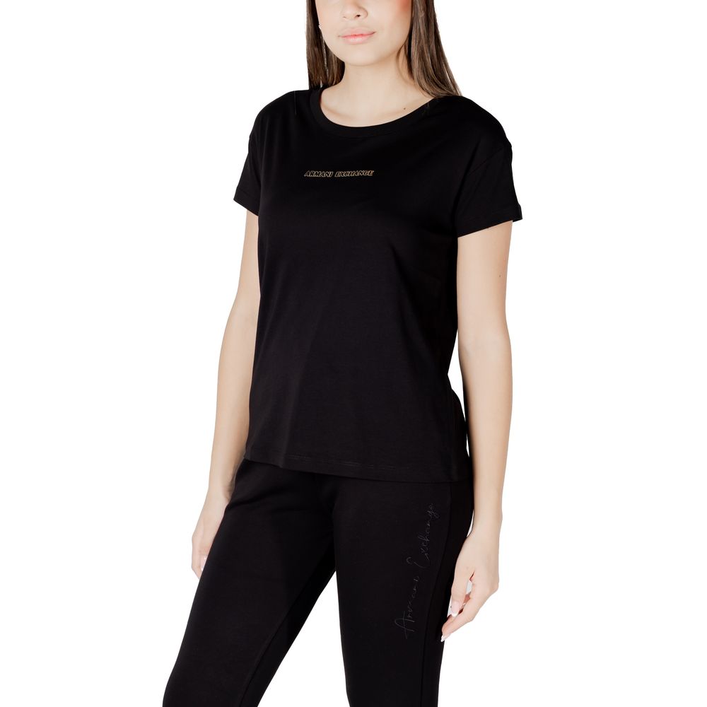 Armani Exchange Black Cotton T-Shirt for Women