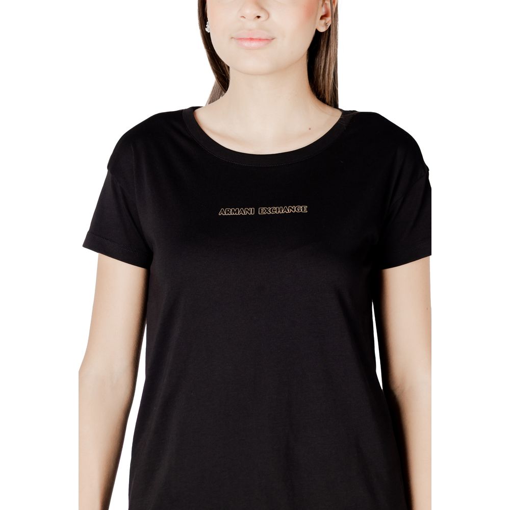 Armani Exchange Black Cotton T-Shirt for Women