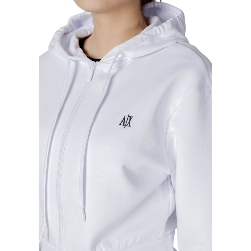 Armani Exchange White Cotton Hoody - Women's Cap Capsule Sweatshirt