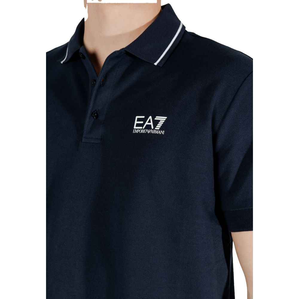 EA7 Emporio Armani Blue Cotton Polo Shirt