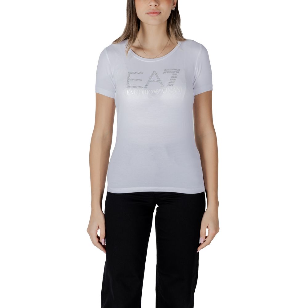 EA7 Emporio Armani White Cotton T-Shirt for Women