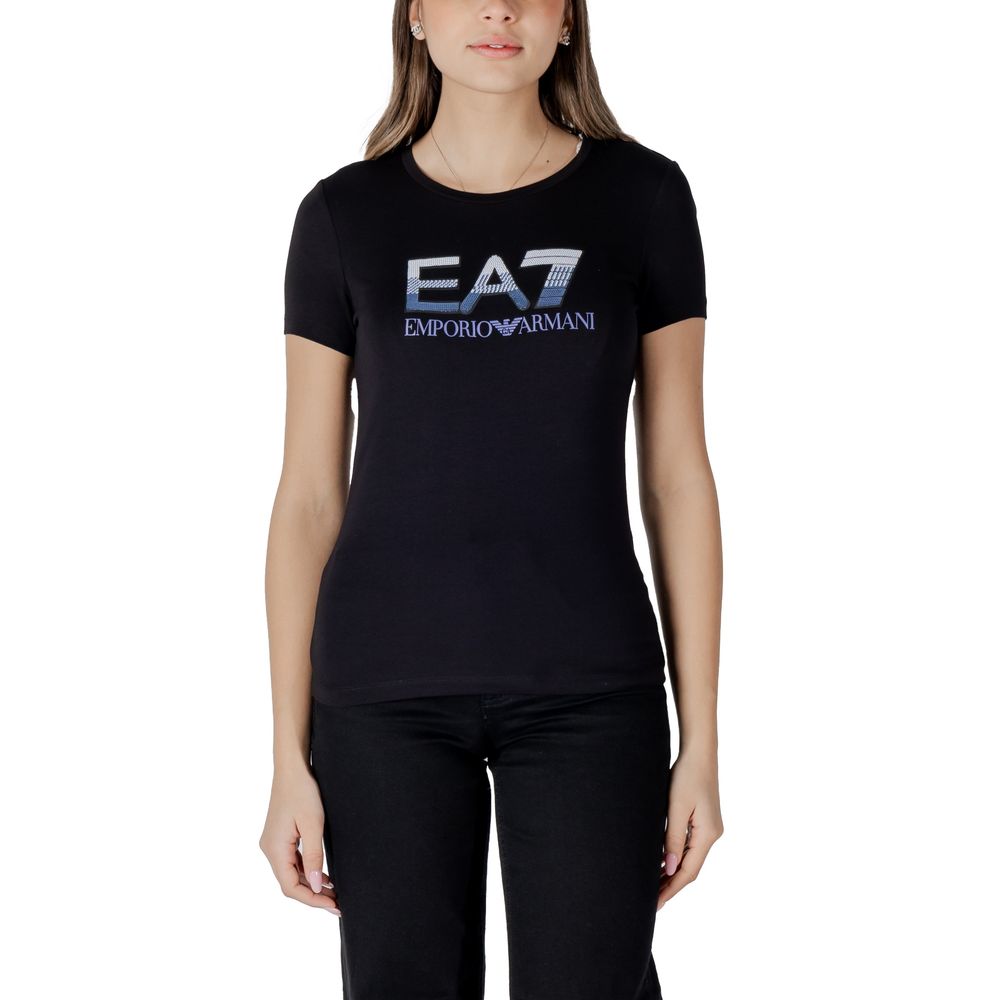 EA7 Emporio Armani Black Cotton T-Shirt for Women