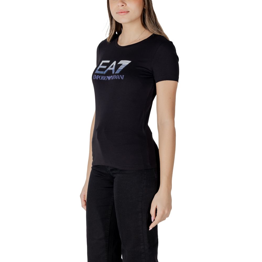 EA7 Emporio Armani Black Cotton T-Shirt for Women