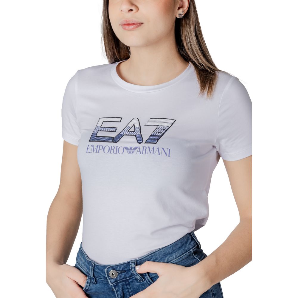 EA7 Emporio Armani White Cotton T-Shirt for Women