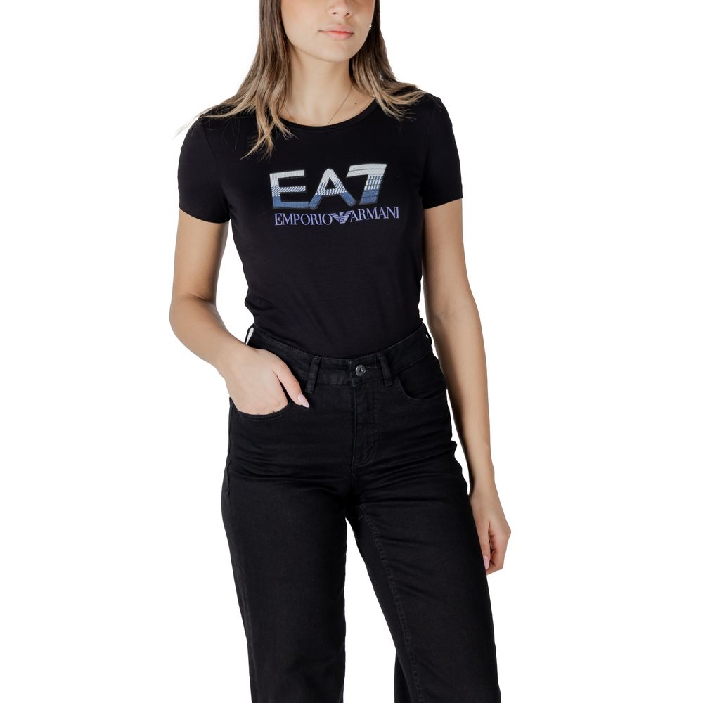 EA7 Emporio Armani Black Cotton T-Shirt for Women