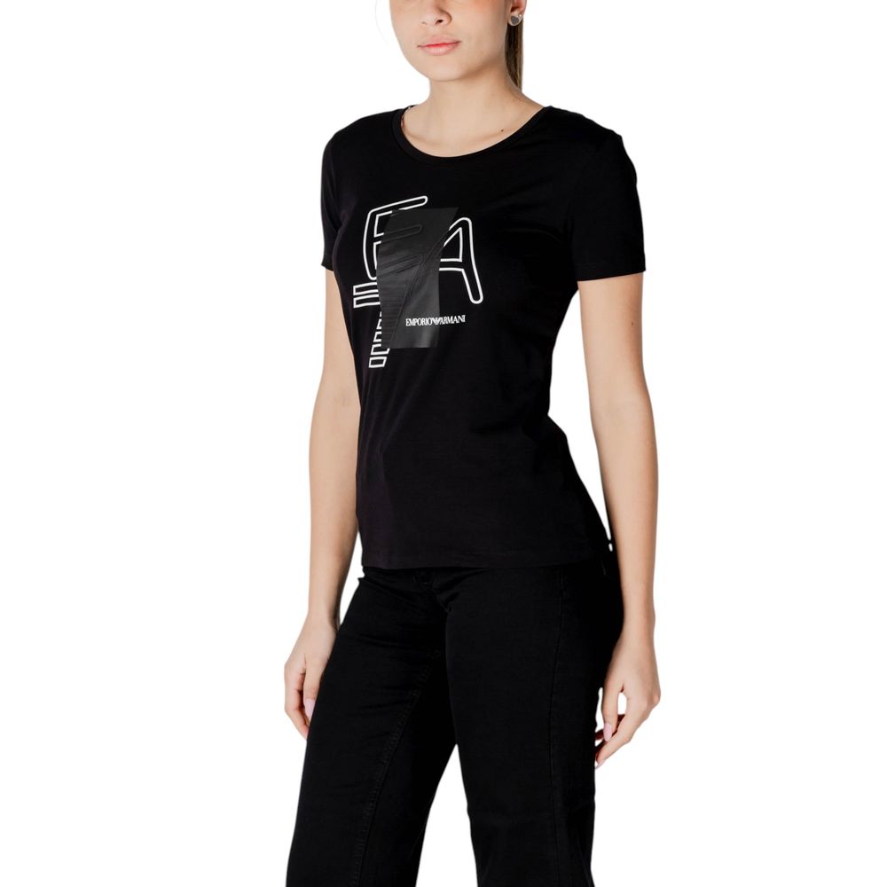 EA7 Emporio Armani Black Cotton T-Shirt for Women